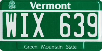 VT license plate WIX639