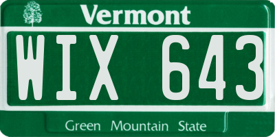 VT license plate WIX643