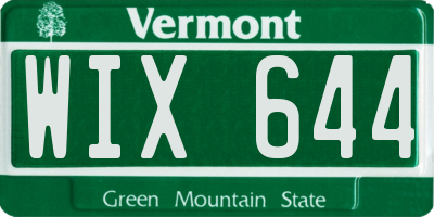 VT license plate WIX644