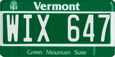 VT license plate WIX647