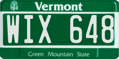 VT license plate WIX648