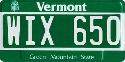 VT license plate WIX650