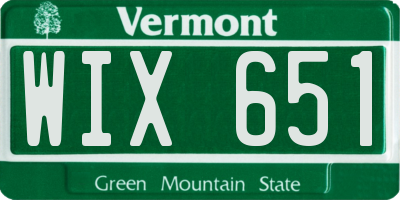 VT license plate WIX651