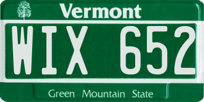VT license plate WIX652