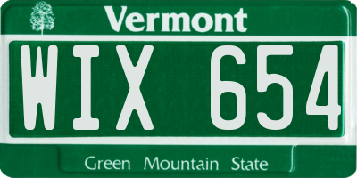 VT license plate WIX654