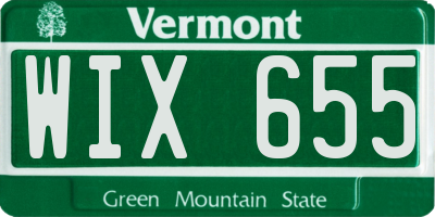 VT license plate WIX655
