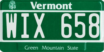 VT license plate WIX658