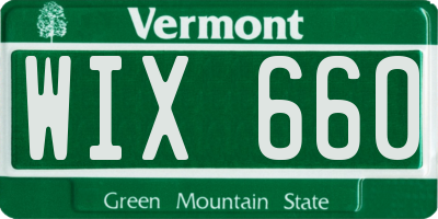 VT license plate WIX660