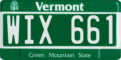 VT license plate WIX661