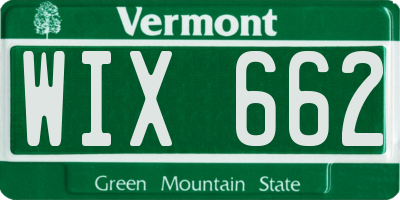 VT license plate WIX662