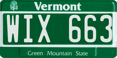 VT license plate WIX663