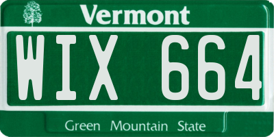 VT license plate WIX664