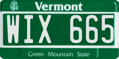 VT license plate WIX665