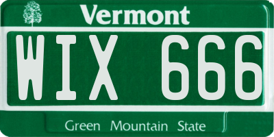 VT license plate WIX666