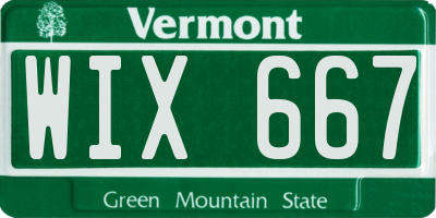 VT license plate WIX667