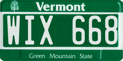 VT license plate WIX668