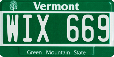 VT license plate WIX669