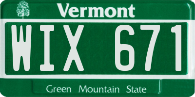 VT license plate WIX671