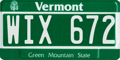 VT license plate WIX672