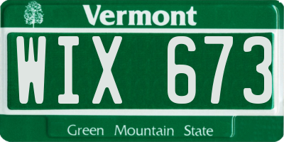 VT license plate WIX673