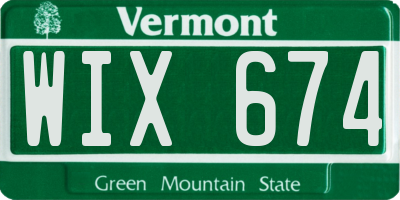 VT license plate WIX674