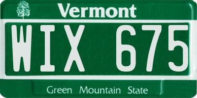 VT license plate WIX675