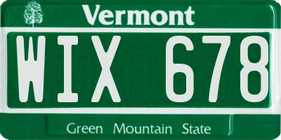 VT license plate WIX678