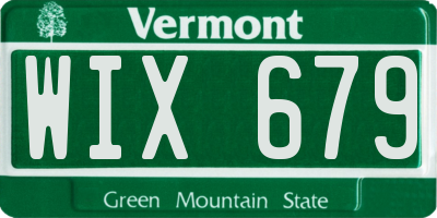 VT license plate WIX679