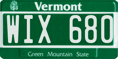 VT license plate WIX680