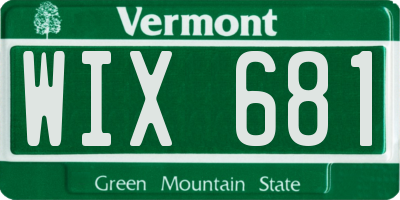 VT license plate WIX681