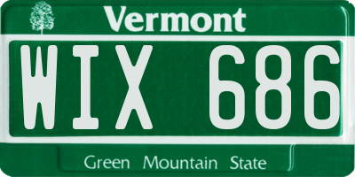 VT license plate WIX686