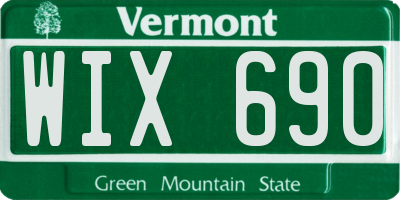VT license plate WIX690