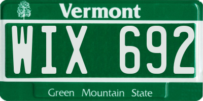 VT license plate WIX692