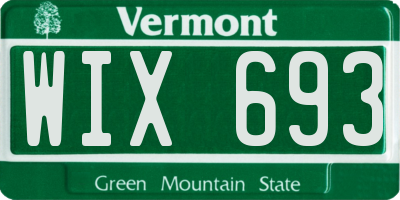 VT license plate WIX693