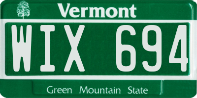 VT license plate WIX694