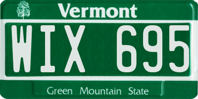 VT license plate WIX695