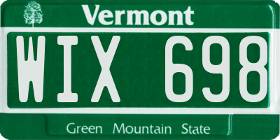 VT license plate WIX698