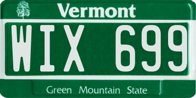 VT license plate WIX699