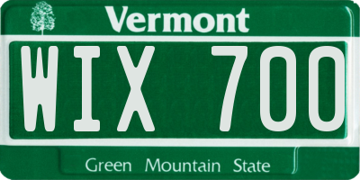 VT license plate WIX700