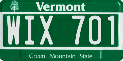 VT license plate WIX701