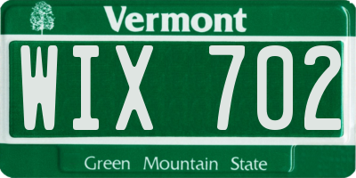VT license plate WIX702