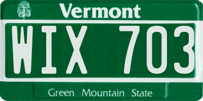VT license plate WIX703