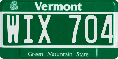 VT license plate WIX704