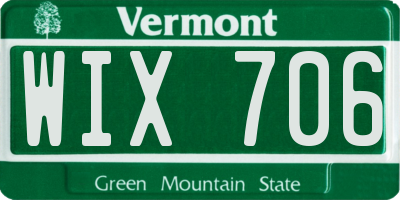 VT license plate WIX706