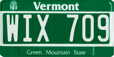 VT license plate WIX709
