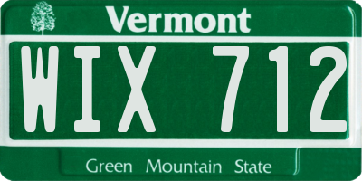 VT license plate WIX712