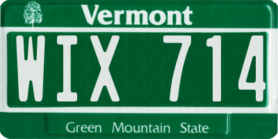VT license plate WIX714