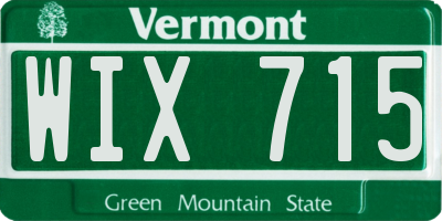 VT license plate WIX715