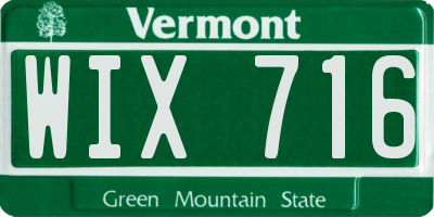 VT license plate WIX716