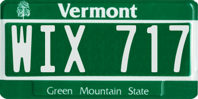 VT license plate WIX717